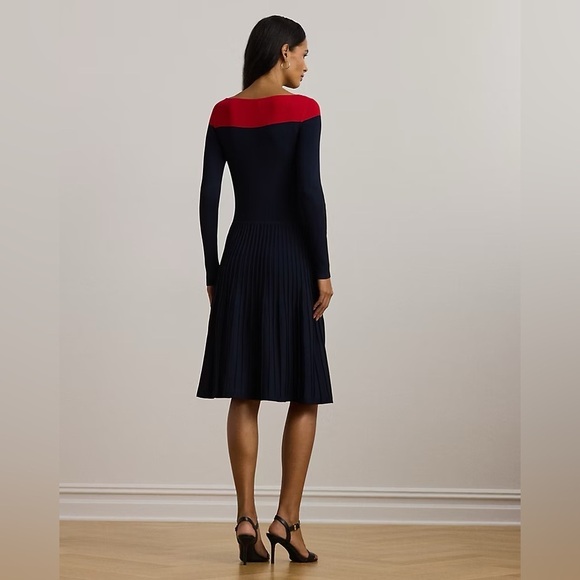 LAUREN RALPH LAUREN Two Tone Pointelle Knit Dress Size XL NWT - Picture 4 of 9